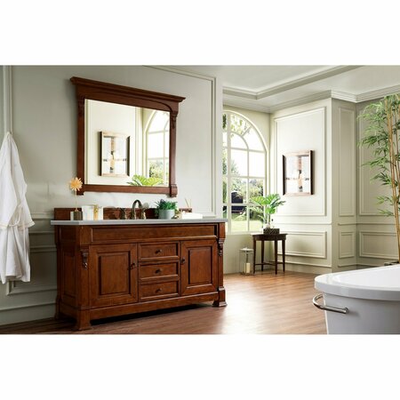 James Martin Vanities Brookfield 60in Single Vanity, Warm Cherry w/ 3 CM Eternal Serena Quartz Top 147-114-5381-3ESR